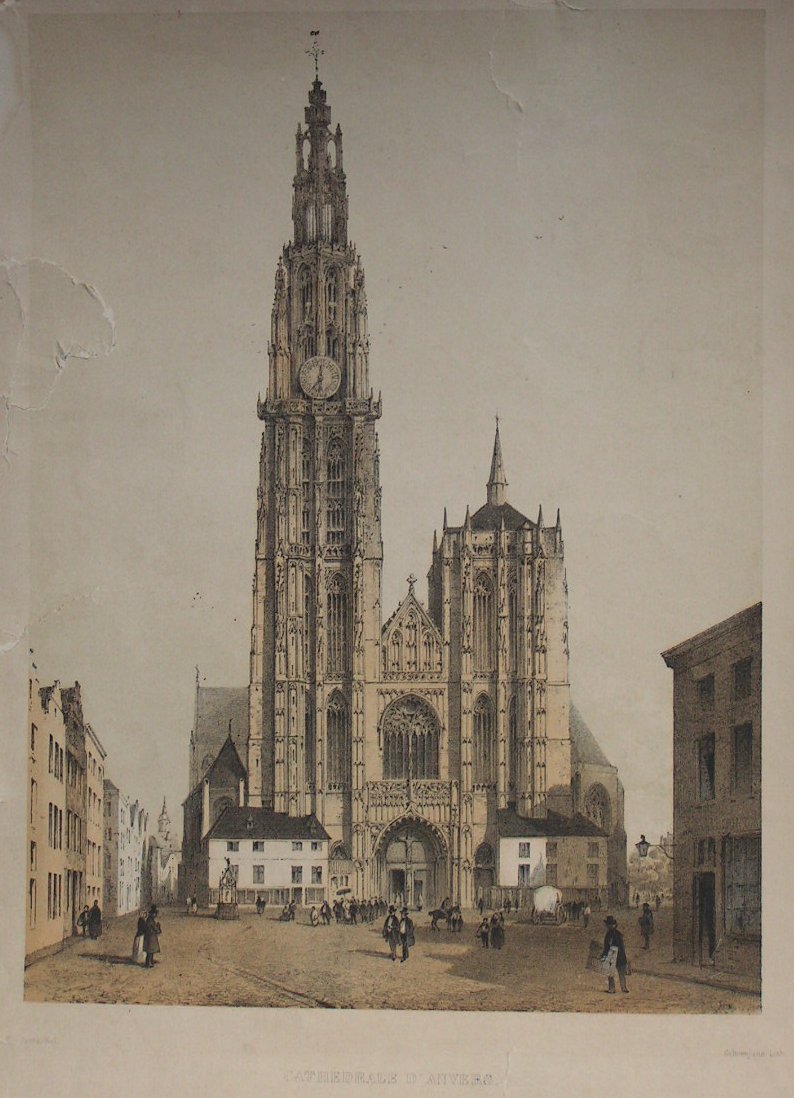 Lithograph - Cathedrale d'Anvers - 